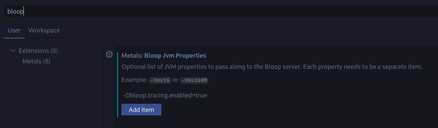 image of bloop jvm properties settigns